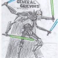 General Grievous mit Umhang und 4 Lichtschwertern.
Eine meiner aufwändigsten Zeichnungen bisher.