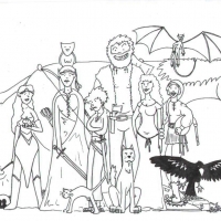 Ein Gruppenbild der "Von Helden und Schurken" Charaktere, das die Gruppe am Ende des ersten Buches wiederspiegelt... mittlerweile hat sich da ja doch noch einiges (schon alleine optisch) geändert.