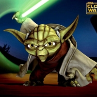 Yoda in Kampfhaltung.