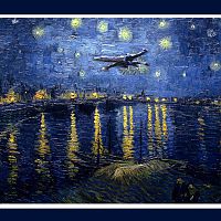 X-Wing fliegt über die Rhone von van Gogh bei Nacht