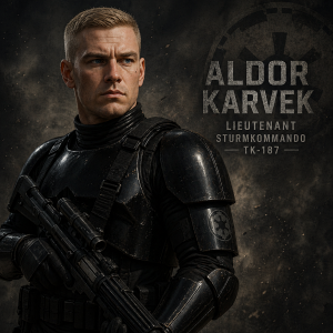 Aldor Karvek in seiner Sturmkommando Rüstung