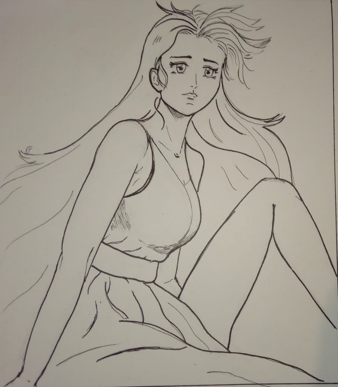 Kaguya-hime, wie sie traurig auf die Erde zurückblickt.