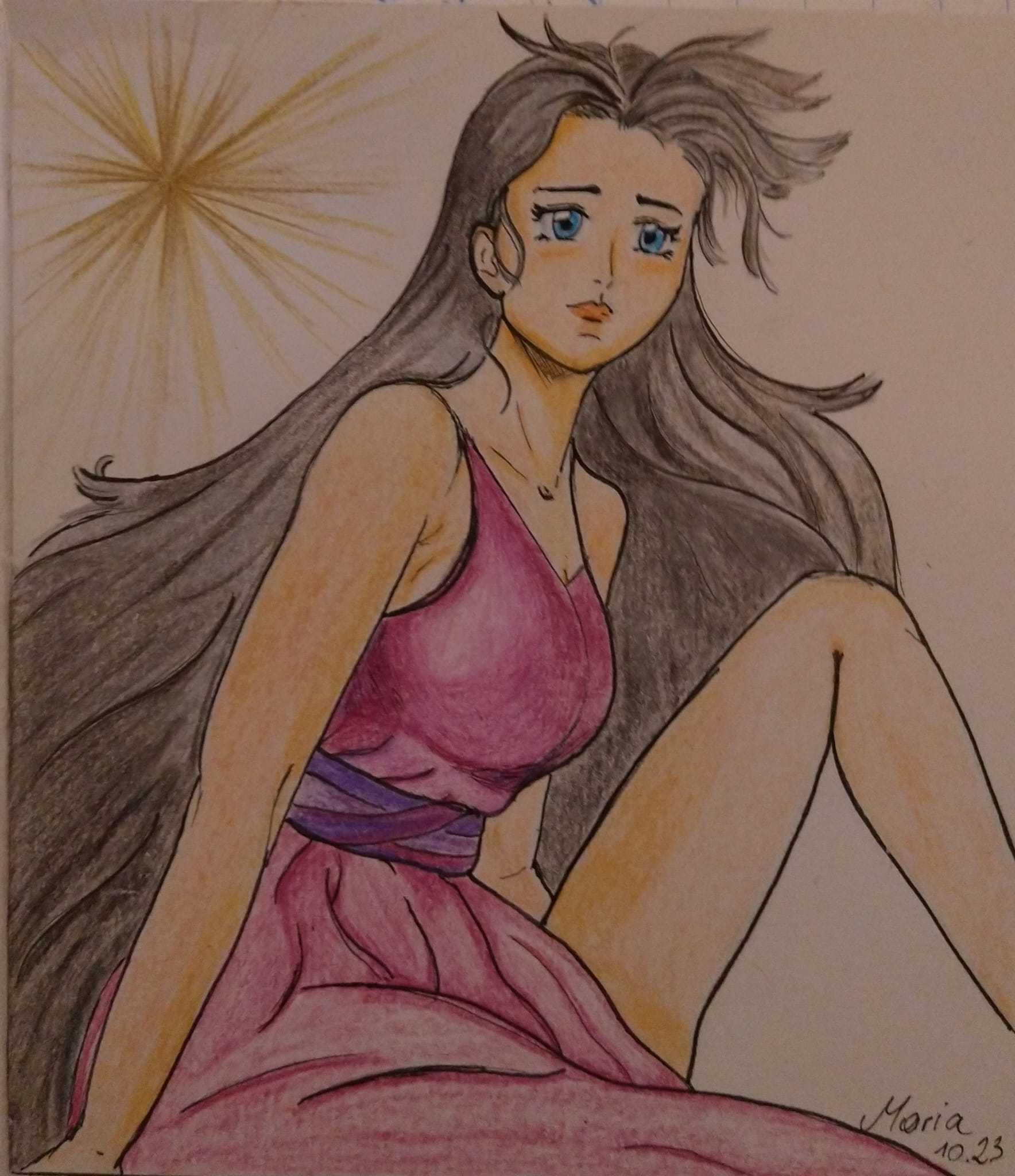 Kaguya-hime, wie sie traurig auf die Erde zurückblickt