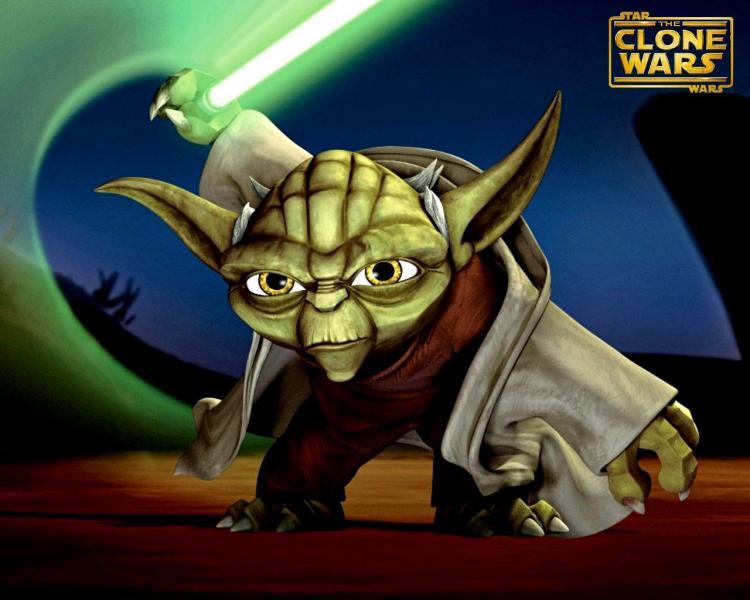Yoda in Kampfhaltung.